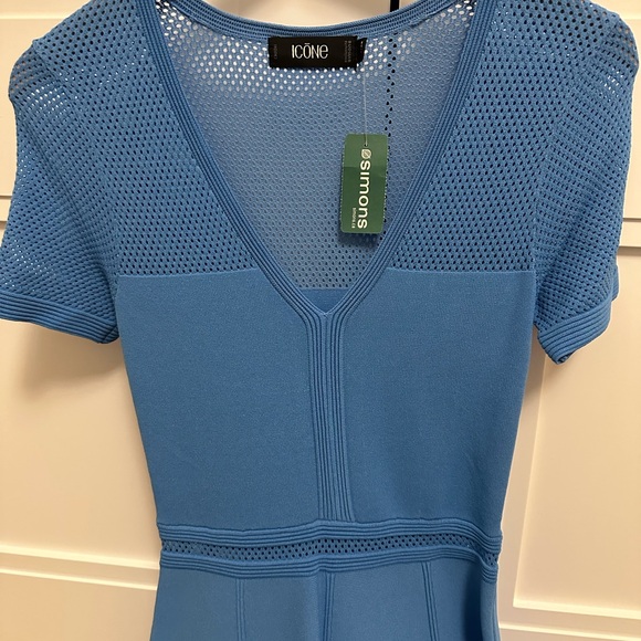 Icône Baby Blue V-Neck Knit Dress Size XS - Picture 4 of 5
